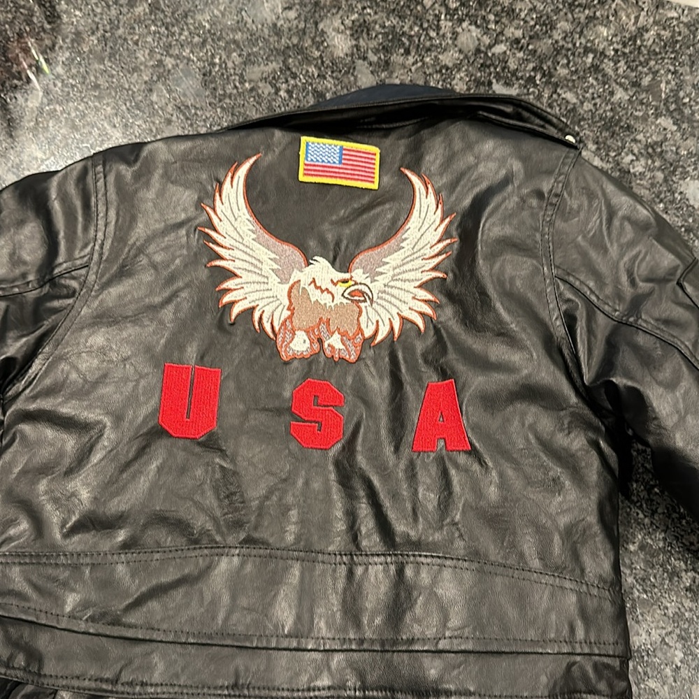 Black kids motorcycle jacket